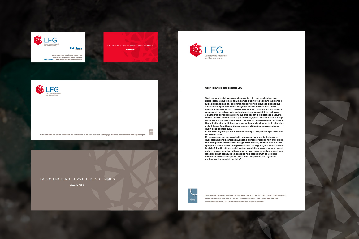 Identité visuelle du LFG pour Laboratoire Français de Gemmologie