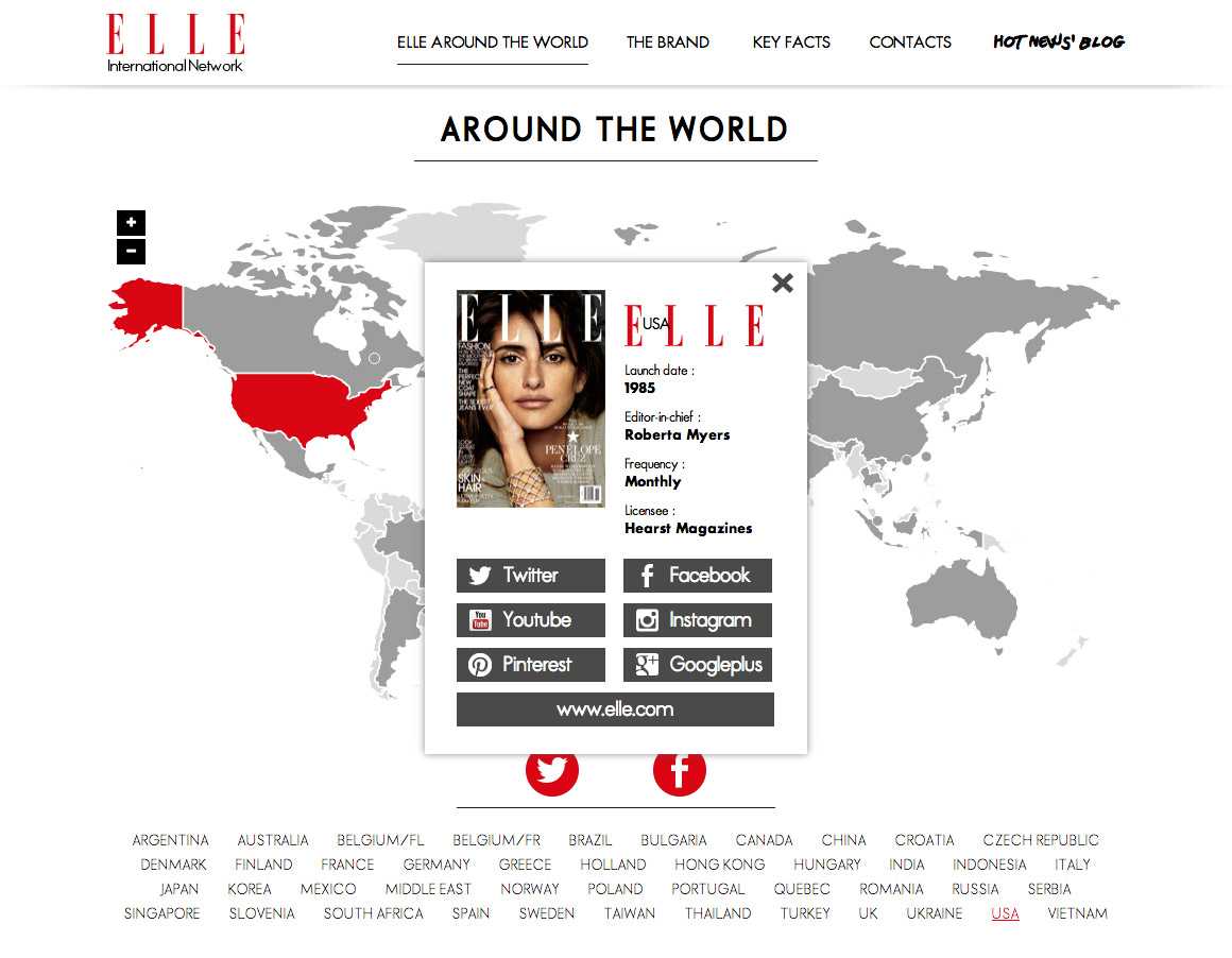 Site Internet Elle Around the World pour ELLE