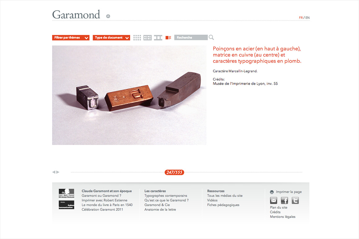 Garamond – site web encyclopédique pour Ministère de la culture et de la communication